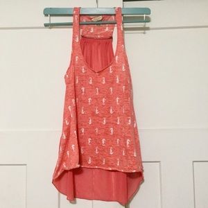 Coral Seahorse High-low Tanktop